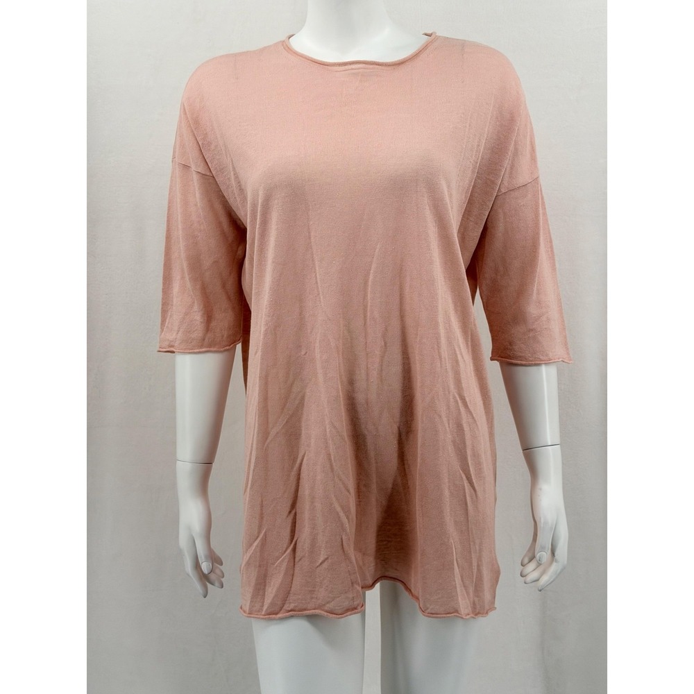 Eileen Fisher Top Womens XS Blush Pink Organic Linen Cotton Tunic Sustainableā